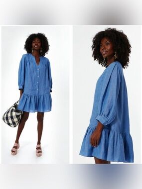 NEW NWOT WOMENS LARGE TUCKERNUCK POMANDER PLACE FRANKIE LINEN DRESS